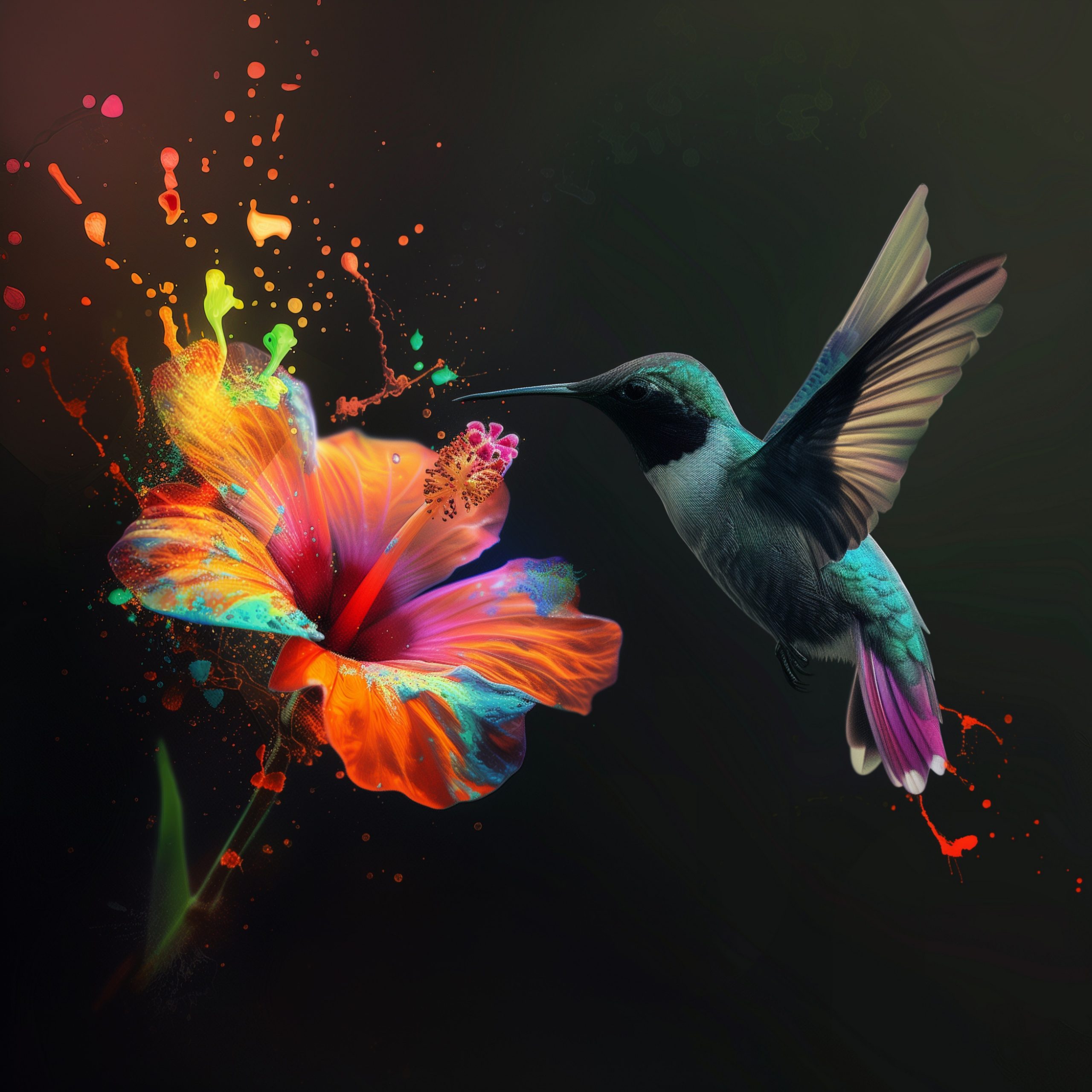 Hummingbird and Flower by Tahoe Blue Art.