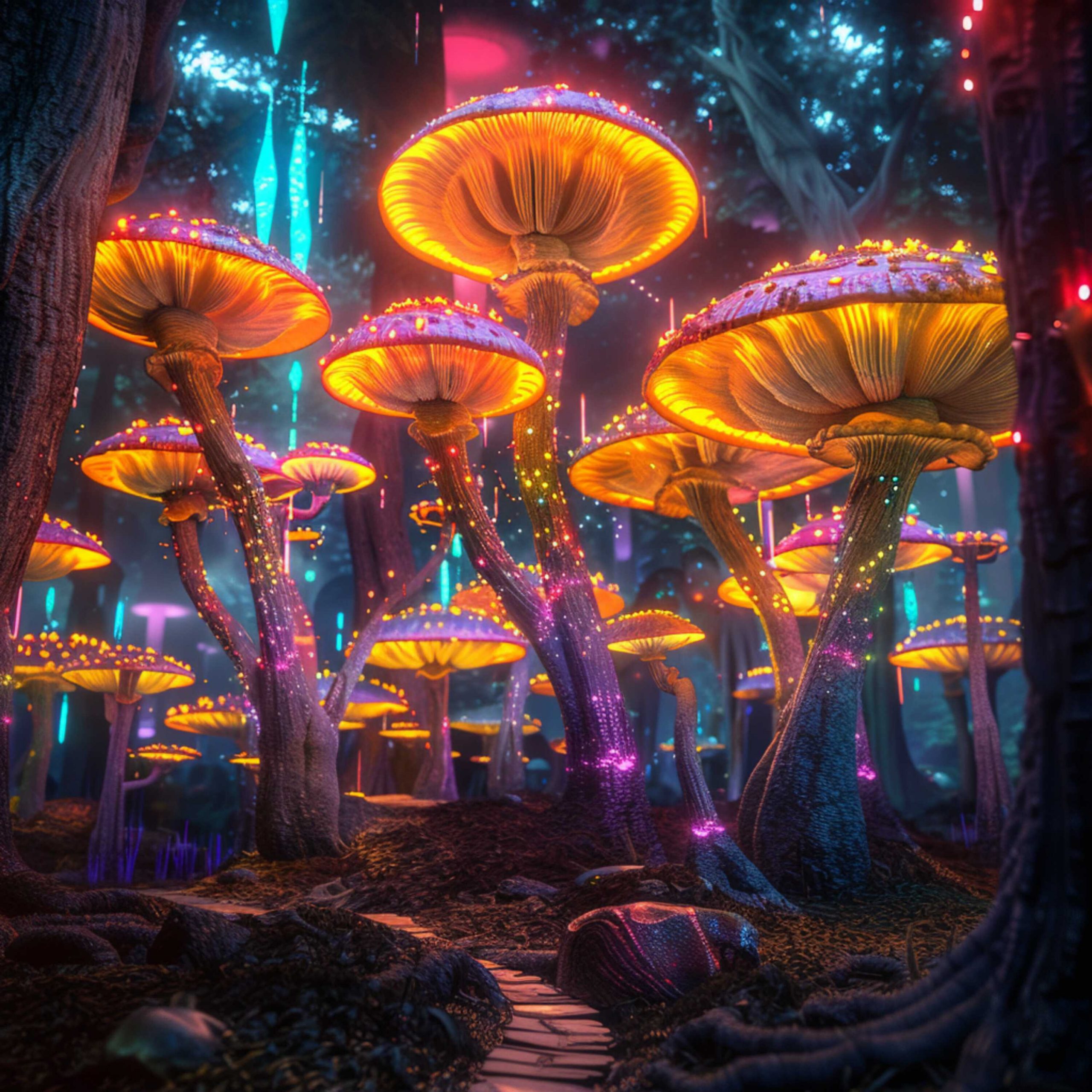 Glowing Grove: The Luminous Path by Tahoe Blue Art.