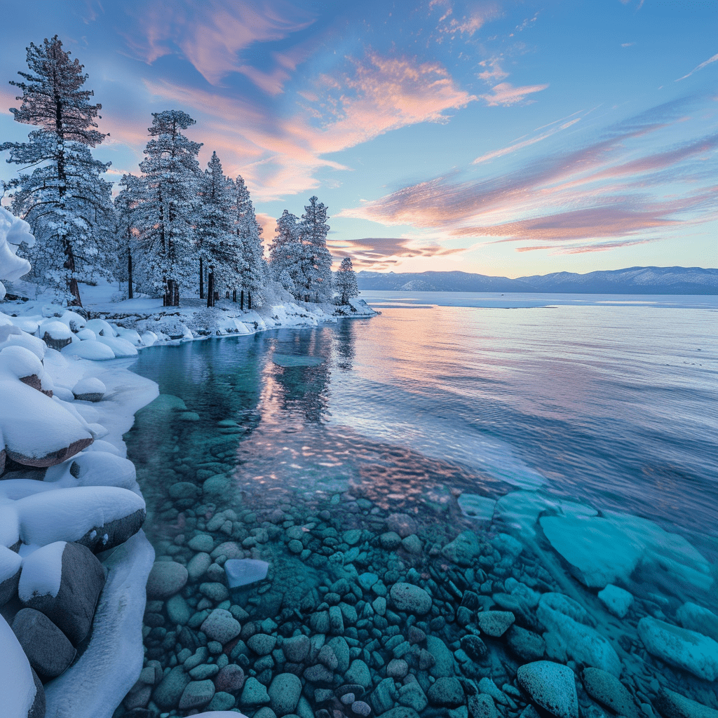 "Snow-Kissed Shores" by Tahoe Blue Art.
