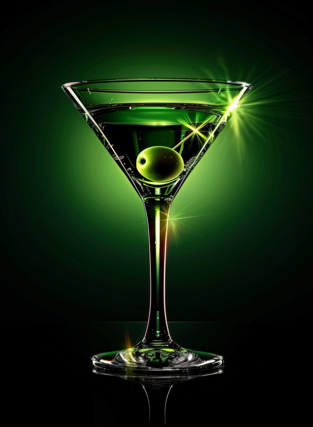 Emerald Martini, Classic Martini Art.