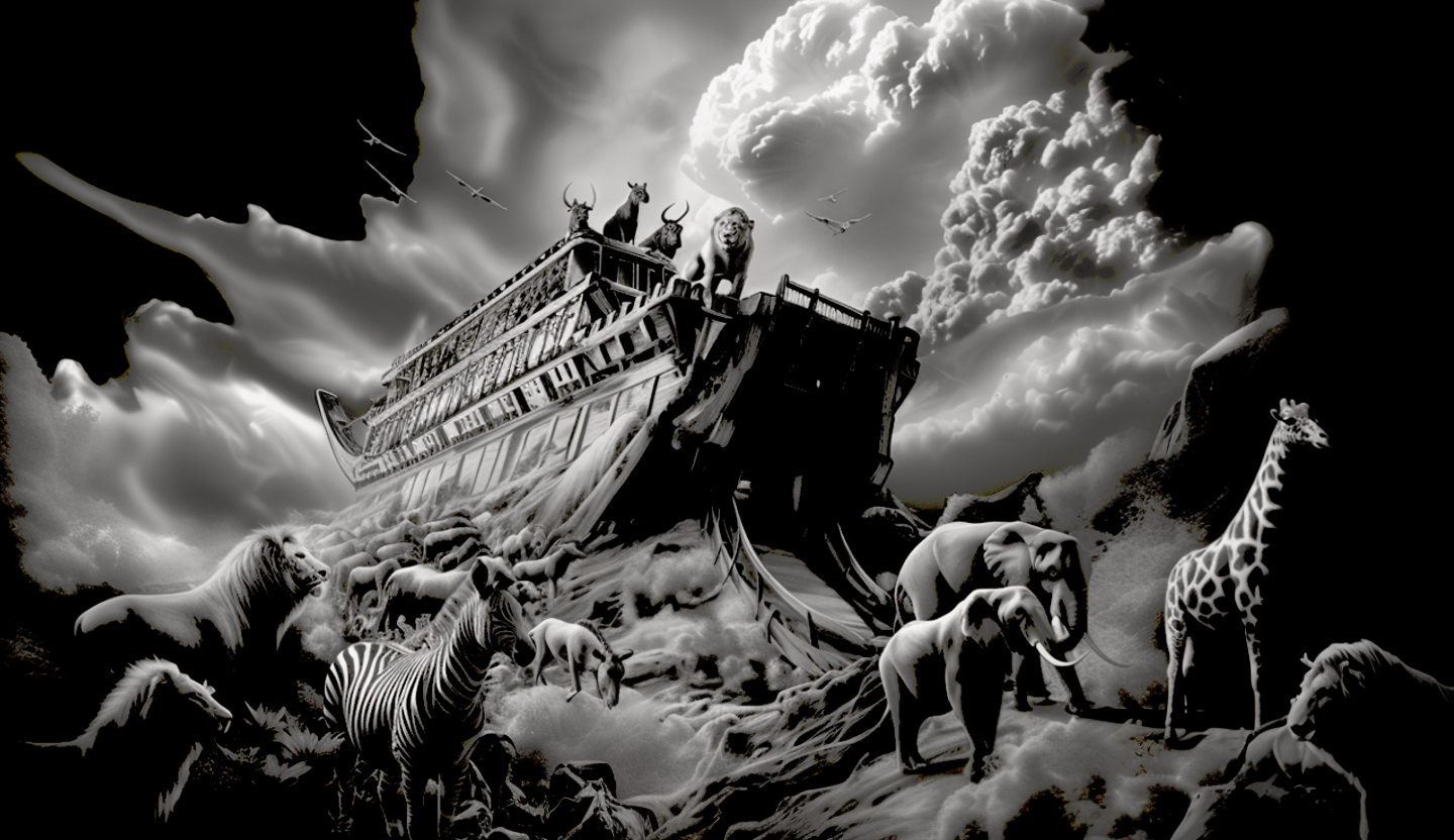 Noah and the Great Flood by Tahoe Blue Art.